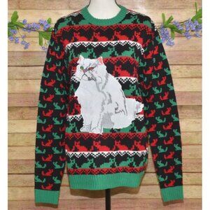 33 Degrees Ladies Unisex Cat Ugly Christmas Sweater Size L Holiday Party